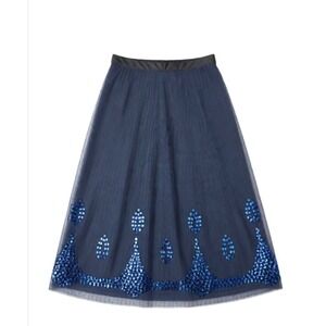 Old Navy Blue Sequin Mesh Skirt Size 1 Low Waist Party Dance Special Occasion